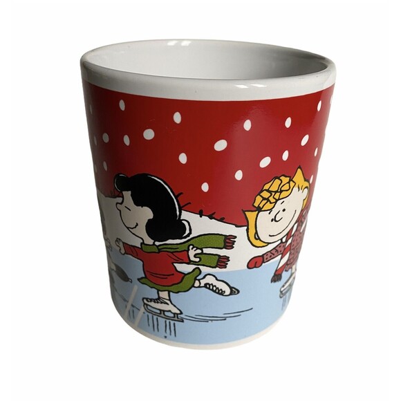 Galerie Peanuts Mug Cup Ice Skating Winter Christmas Charlie Brown Snoopy Linus - Picture 7 of 9